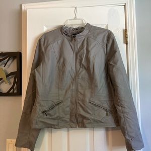 New York and company gray faux leather jacket size extra large